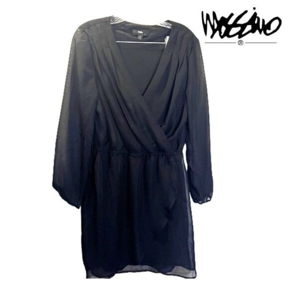 Mossimo Women's Surplice V Neck Casual Dress Faux‎ Wrap Long Sleeve Dress